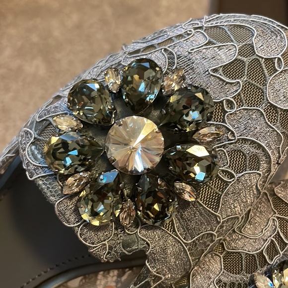 Dolce & Gabbana Vally lace crystals flats, grey, New with full packaging, 39 - Picture 6 of 15